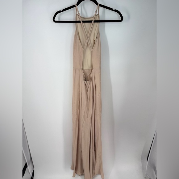 Reformation Tan Adjustable Strap High Neck Sleeveless Open Back Maxi Dress - Picture 2 of 4